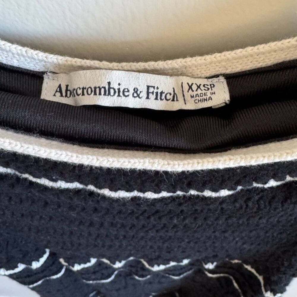 Abercrombie & Fitch Crochet-Style Maxi Dress XXSP | Black And White - Picture 3 of 4